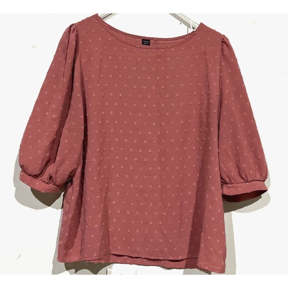 Emery Rose Blouse Women's XL Mauve Pink Short Sleeve Slip On 1/2 Balloon Sleeve